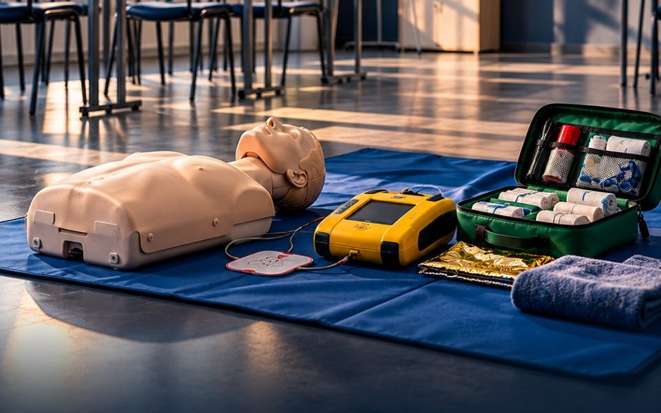 Fantom do resuscytacji, defibrylator AED i apteczka – kurs pierwszej pomocy